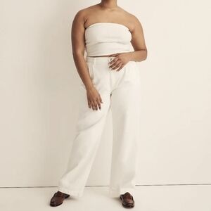 Madewell The Harlow Wide-Leg Jean in Tile White size 30